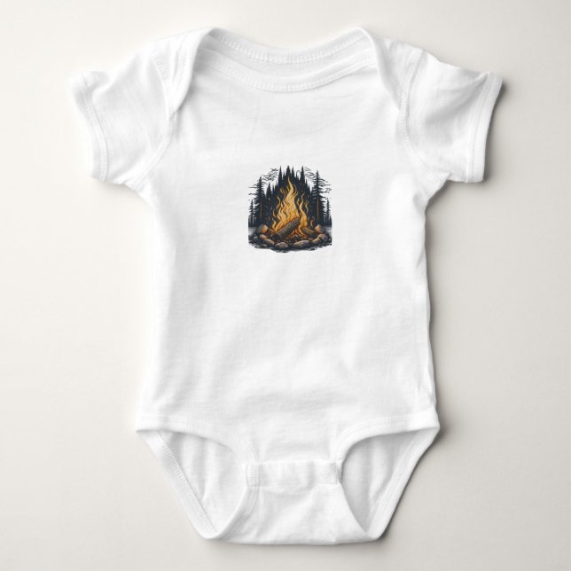 Cosy Campfire Sketch Baby Bodysuit (Front)