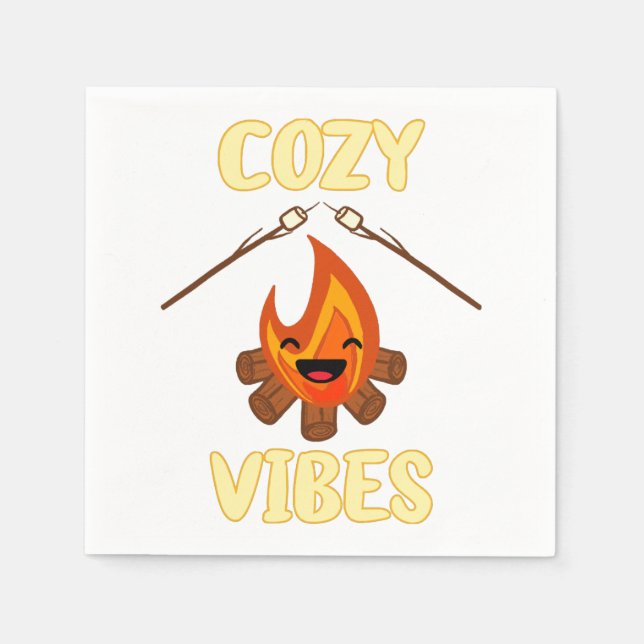 Cosy Campfire Vibes Roasting Marshmallows for Smor Napkin (Front)