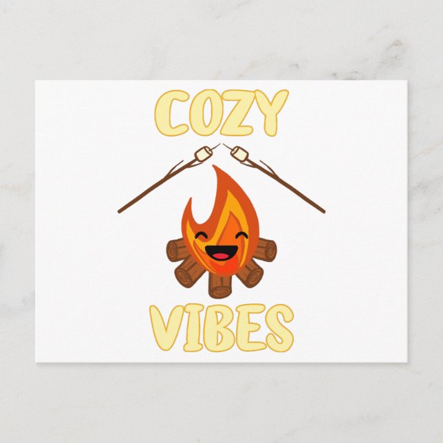Cosy Campfire Vibes Roasting Marshmallows for Smor Postcard (Front)