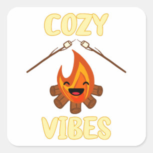 Cosy Campfire Vibes Roasting Marshmallows for Smor Square Sticker