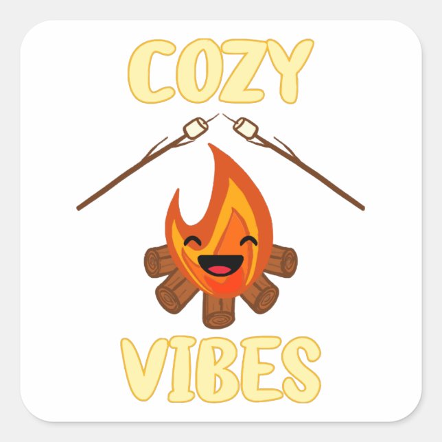 Cosy Campfire Vibes Roasting Marshmallows for Smor Square Sticker (Front)