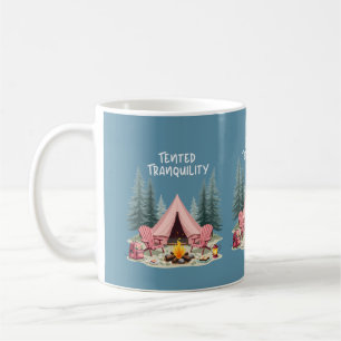 Cosy Camping Aesthetic Glamping Tent & Campfire Coffee Mug
