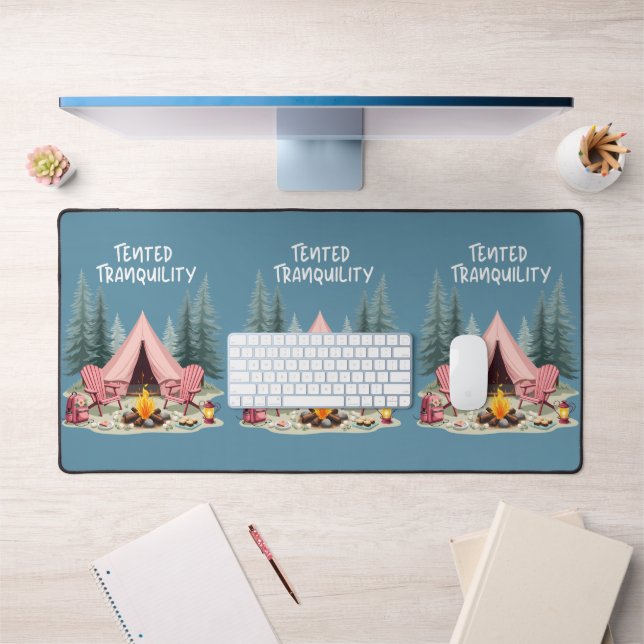 Cosy Camping Aesthetic Glamping Tent & Campfire Desk Mat (Office 1)