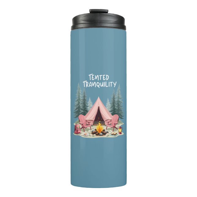 Cosy Camping Aesthetic Glamping Tent & Campfire Thermal Tumbler (Front)