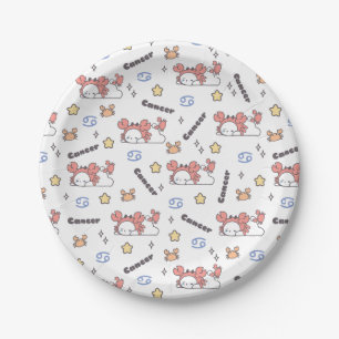 Cosy Cancer Constellation Bunny & Crab Zodiac  Paper Plate