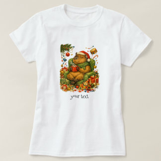 Cosy Capybara Chaos Christmas Hot Cocoa Retro Gift T-Shirt