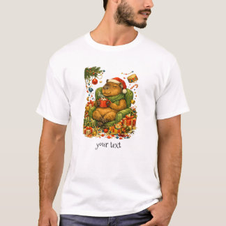 Cosy Capybara Chaos Christmas Hot Cocoa Retro Gift T-Shirt