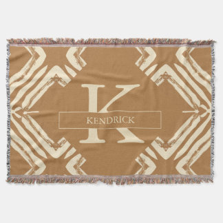 Cosy Caramel Geometric Monogram Accent Throw Blanket