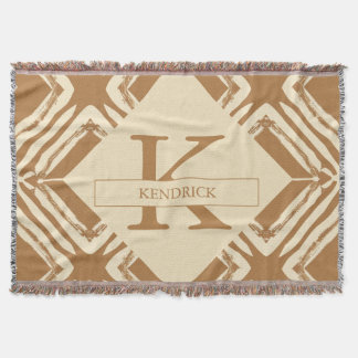 Cosy Caramel Geometric Monogram Accent Throw Blanket