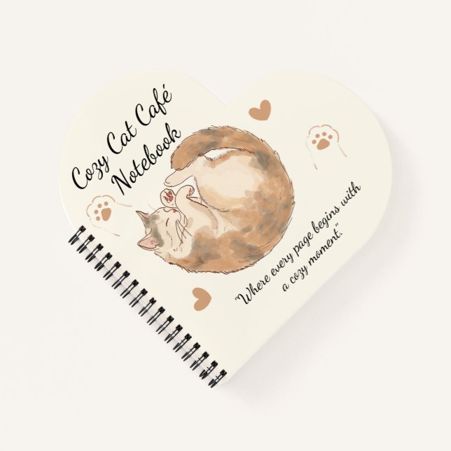 Cosy Cat Café Anime Spiral Notebook (Front)