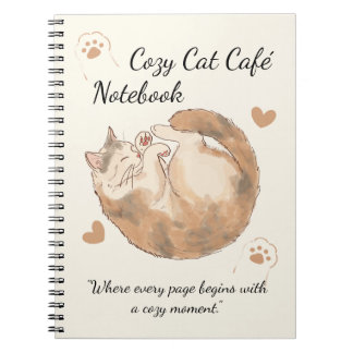 Cosy Cat Café Anime Spiral Notebook