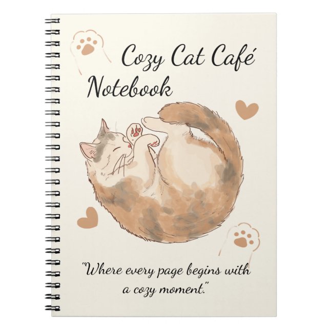 Cosy Cat Café Anime Spiral Notebook (Front)
