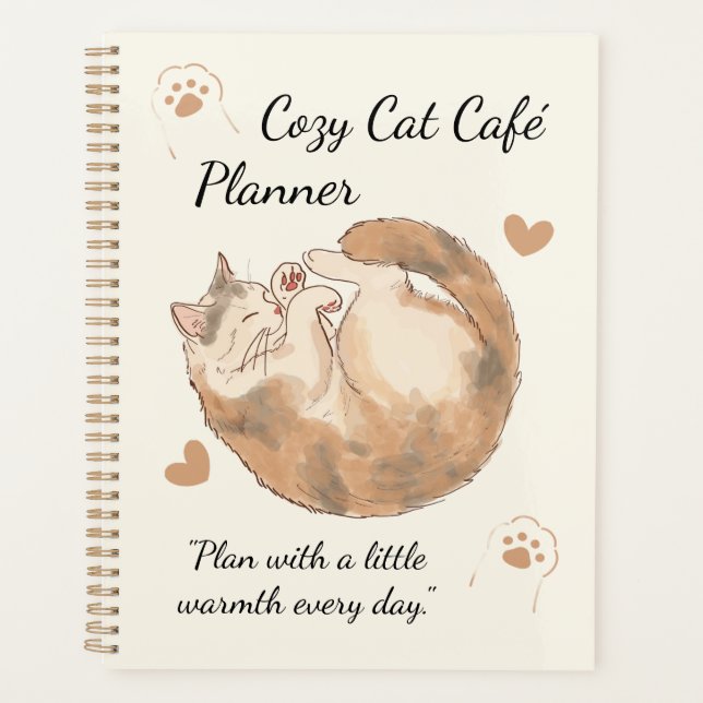 Cosy Cat Café Planner | Cute Kawaii Journal  (Front)