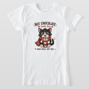 Cosy Cat Hot Chocolate Illustration T-Shirt