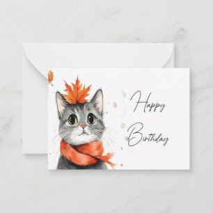 Cosy Cat in a Scarf Birthday Card