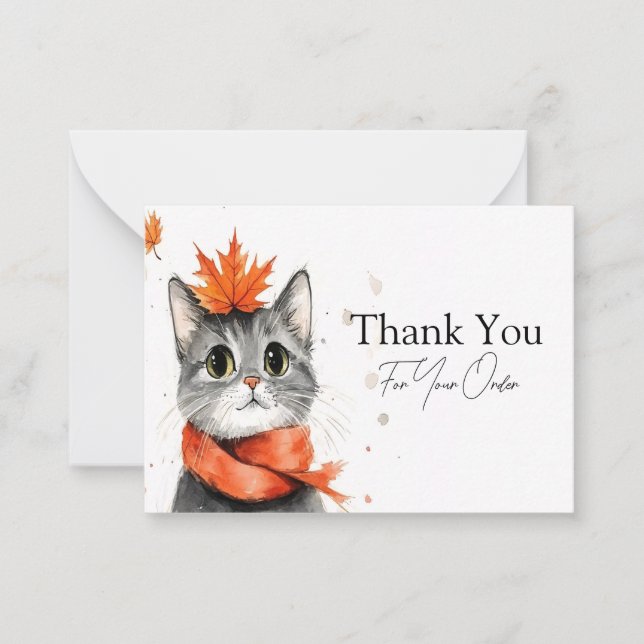 Cosy Cat in a Scarf Thank You Card (Front)