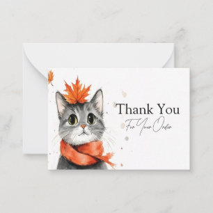 Cosy Cat in a Scarf Thank You Card