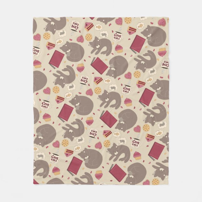 Cosy Cat Lovers Collage Fleece Blanket (Front)