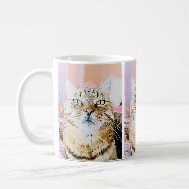 Cosy Cat Mug – Whimsical Feline Design (Left)