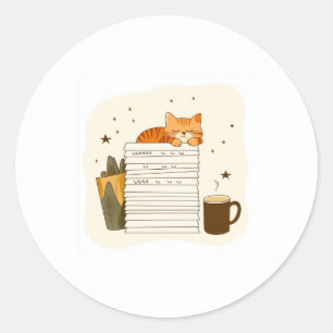 Cosy Cat Reading Sticker