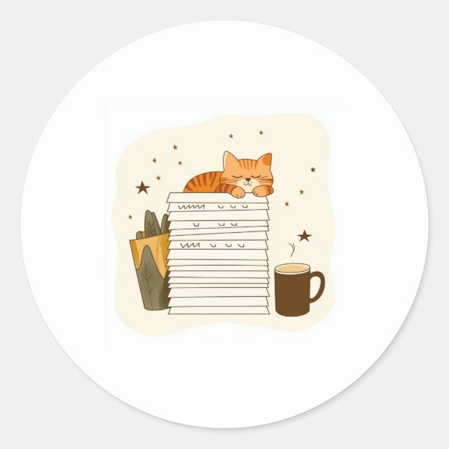 Cosy Cat Reading Sticker (Front)
