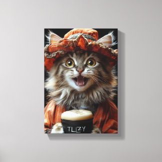 Cosy Cat with a Cup of Warmth - Relaxing Feline  Canvas Print