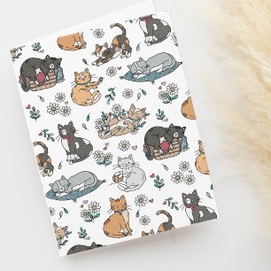 Cosy Cats and Flowers Pattern Blank Card