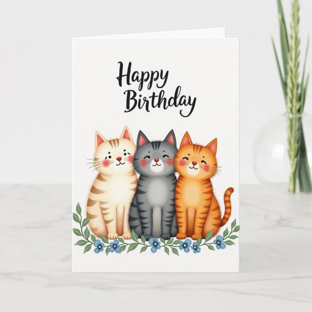 Cosy Cats Birthday Card (Front)