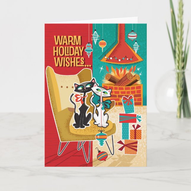 Cosy Cats Retro Christmas Cards (Front)