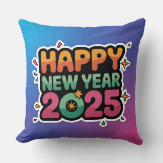 Cosy Celebrations Ahead 2025 New year Throw Pillow