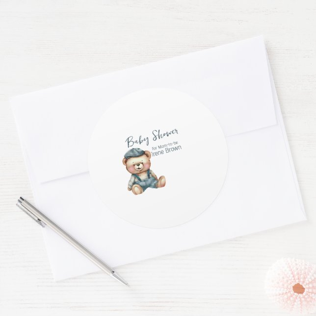 Cosy Charming Baby Shower Classic Round Sticker (Envelope)
