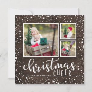 Cosy Cheer   Holiday Photo Collage Square Card
