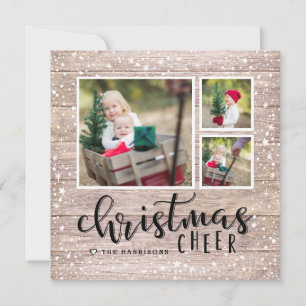 Cosy Cheer   Holiday Photo Collage Square Card