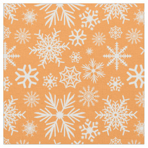 Cosy Chic Orange Winter Snowflakes Pattern Fabric
