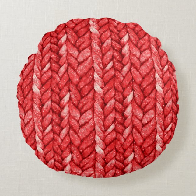 Cosy Chic Red Sweater   Round Cushion (Front)