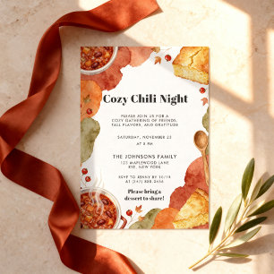 Cosy Chilli Night Friendsgiving Modern Folk Art Invitation