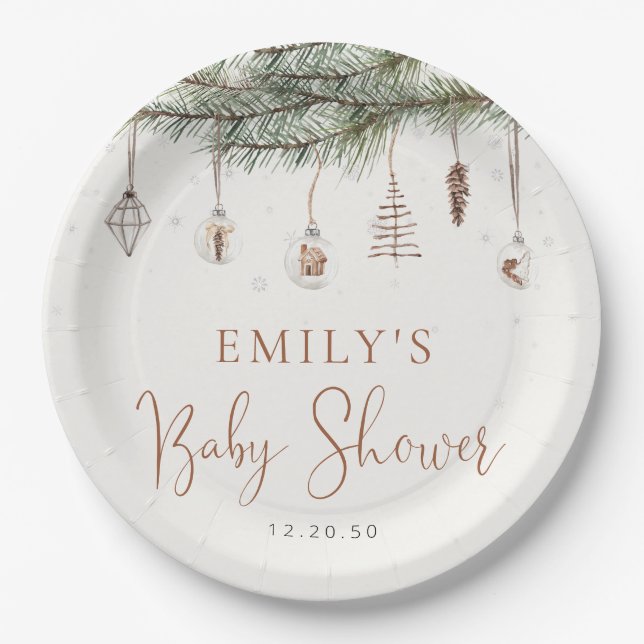 Cosy Christmas Baby Shower Paper Plates (Front)