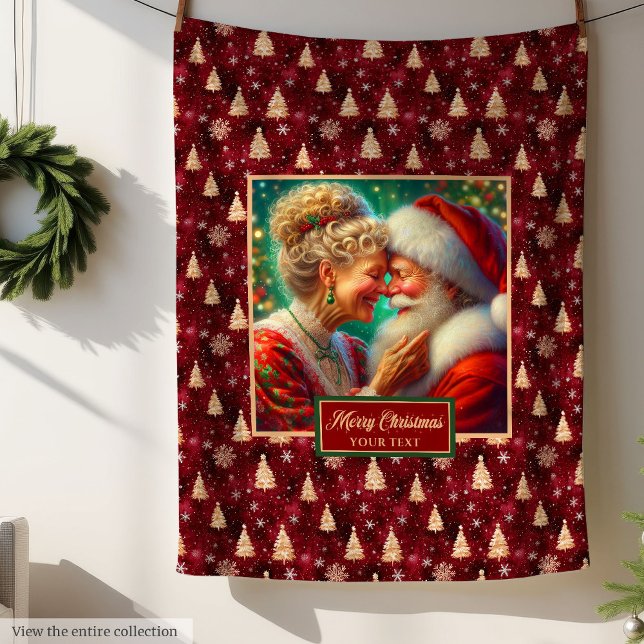 Cosy Christmas Blanket Burgundy Gold Holiday Decor (Cozy Christmas Blanket Burgundy Gold Holiday Decor)