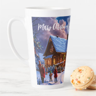 Cosy Christmas Cabin Snowy Forest Holiday Latte Mug