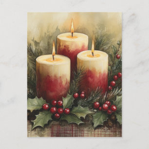 Cosy Christmas Candles Holiday Postcard