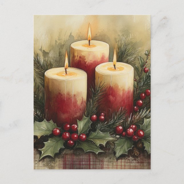 Cosy Christmas Candles  Holiday Postcard (Front)