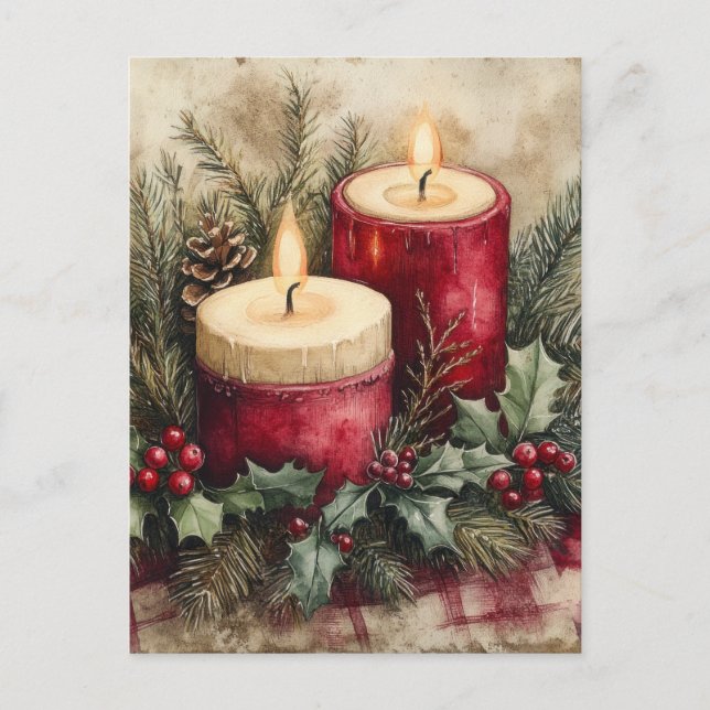 Cosy Christmas Candles  Holiday Postcard (Front)