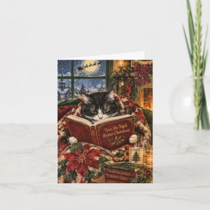 Cosy Christmas Cat Christmas Card Tuxedo Cat