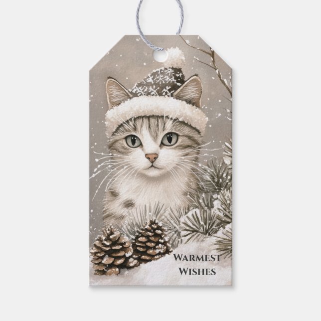Cosy Christmas Cat Gift Tags (Front)