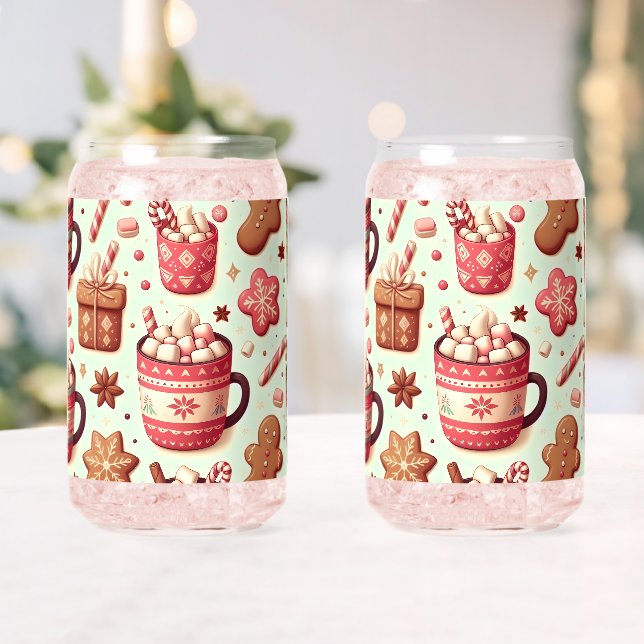 Cosy Christmas Cocoa and Gingerbread Pattern Can Glass (Insitu (Wedding))