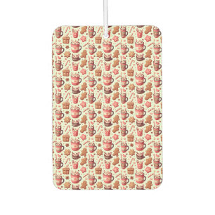 Cosy Christmas Cocoa and Gingerbread Pattern Car Air Freshener