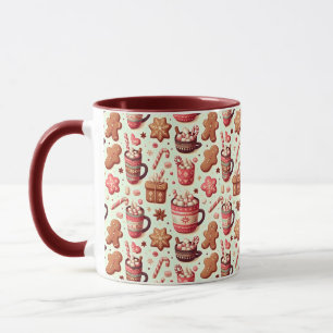 Cosy Christmas Cocoa and Gingerbread Pattern Mug