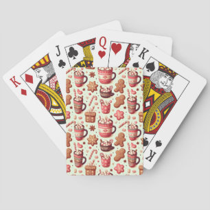 Cosy Christmas Cocoa and Gingerbread Pattern Playing Cards