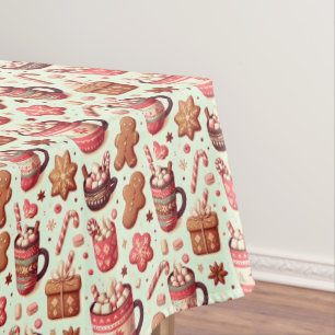 Cosy Christmas Cocoa and Gingerbread Pattern Tablecloth