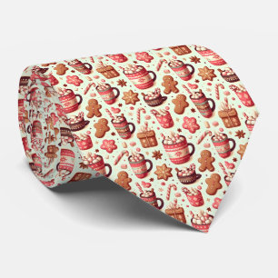 Cosy Christmas Cocoa and Gingerbread Pattern Tie